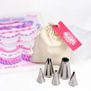 Vintage Cake Decorating Piping Practice Kit Volume 2 with 5 Nozzles, 8 Piping Bags, Durable Practice Sheet, & Free Video Guide Bakeware Reusable Gift Idea