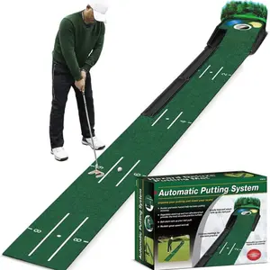 Putting Green Indoor - Golf Putting Mat boasts Genuine Green Speed and a Wrinkle-Free Surface. 8ft Practice Putting Mat with lenticular 3D Backplate, Alignment Guides and Ball Return, Christmas gifts