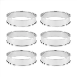 6 Pack 4 Inch Double Rolled English Muffin Rings, Stainless Steel Crumpet Rings, Tart Rings, Round