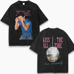Harry Styles Kiss All The Time Washed T-Shirt – Y2K Vintage Pop Music Harries Fan Graphic Tee MFG