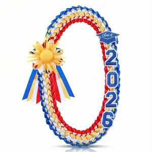 50" Graduation Leis Class of 2026 Graduation Ribbon Lei Double Braided  Congrats Graduates  Leis with Satin Flower for Mexican Puerto Rico El Salvador Philippines Grad Gifts