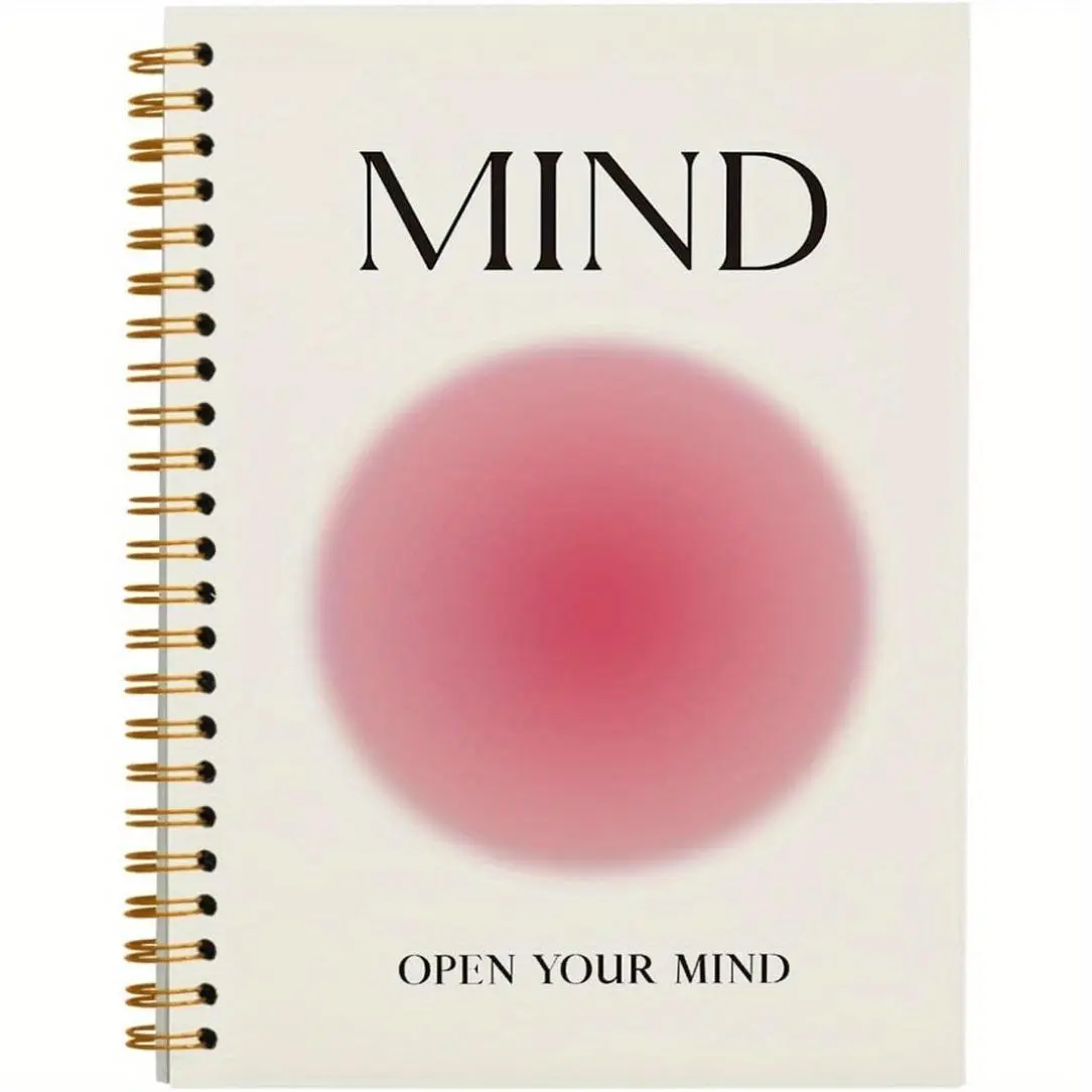 Aura Aesthetics Notebook Journals For Writing, 1 Set Open Your Mind Pink Aura Notebooks, Preppy Mind Inspirational Hardcover Spiral Notebooks Stationery Office Supplies for School Supplies Student Essentials Home Office Planner Notebook