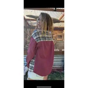 Rose Plaid Patchwork Denim Jacket