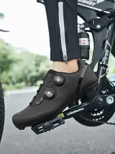 Dual Knob Road Bike Carbon Sole Lock Shoes, Spd-Sl System Professional Cycling Shoes, Breathable Hard Sole Racing Shoes for Men and Women