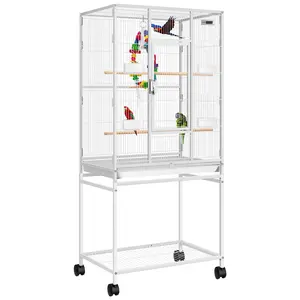 VIVOHOME 54 Inch Wrought Iron Large Bird Flight Cage with Rolling Stand for Parakeets Canaries Cockatiels Lovebirds Conures