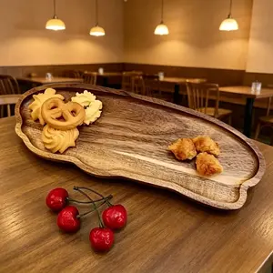 Handcrafted Wooden Oval Serving Tray, Durable Real Wood Platter for Breakfast, Coffee, Tea, Snacks, Room Decor, Holiday Gifts