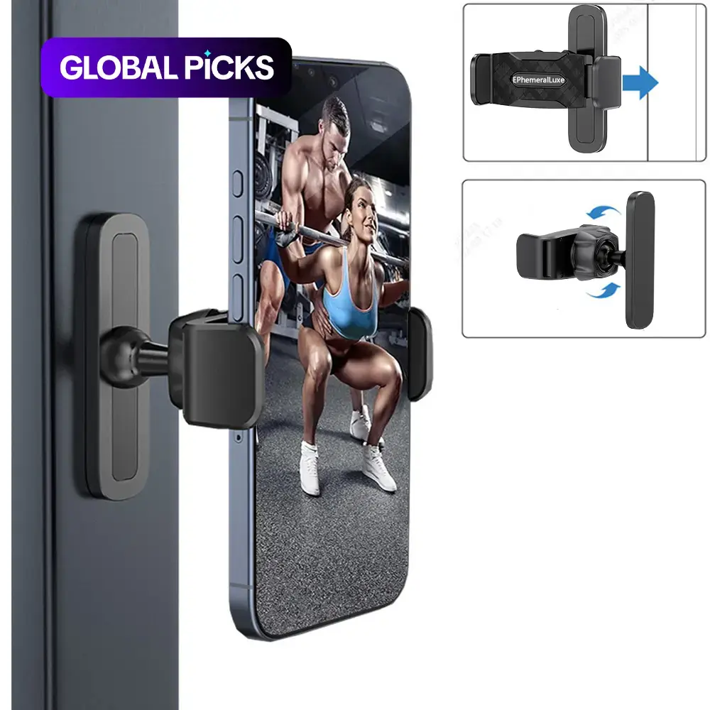 Gym Magnetic Mobile Phone Mount, 360° Adjustable Secure Phone Holder for Metal Surfaces, Universal Bracket Stand for Workouts #GLOBAL PICKS