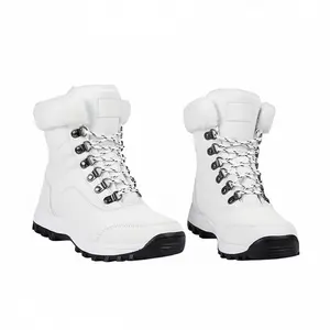 White Fur-Lined Snow Boots for Women Waterproof Winter Boots with Warm Plush Lining Clean White Color Ideal for Cold Weather Footwear Tactical Bedroom autumn winter warm walking shoe white boot warm plush lining hiking lace-up snow
