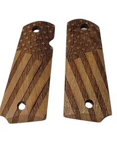 1911 Full Size Grips Unfinished Walnut with Carved American Flag Design   Panels