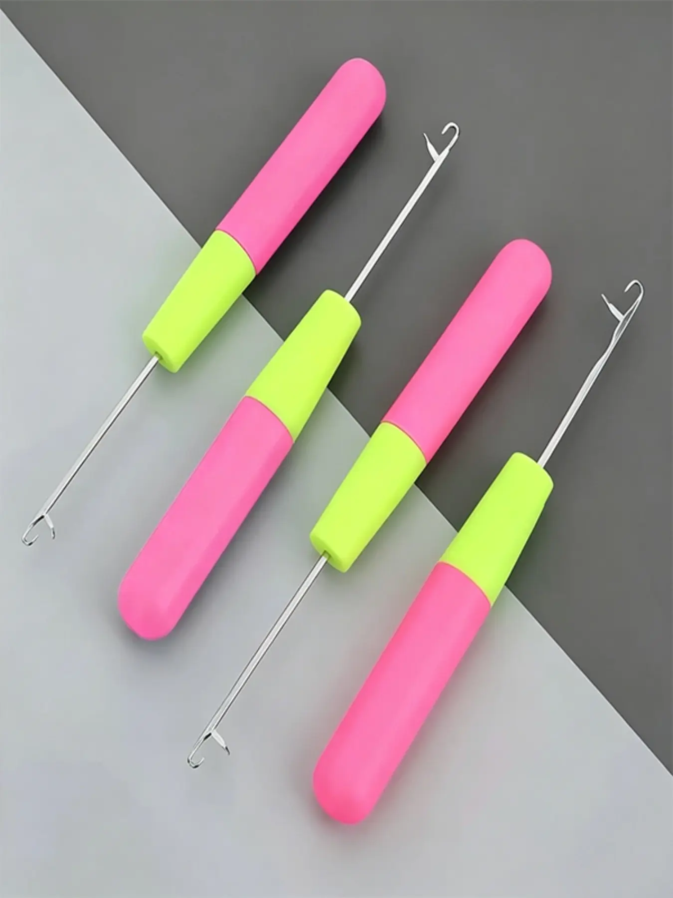 5-Pack Colorblock Plastic Handle Hair Extension Hooks, Single Bent End Dreadlock Hooks, Hair Styling Tools for Wigs and Braids, For Braiding Dreadlock, Dreadlock Friendly, Salon Supplies