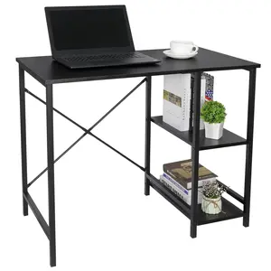 ZENSTYLE 36" Wood Computer Desk w/2 Tier Shelves Modern Laptop Study Table Home Office