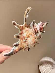 1pcs New Large Seashell Hair Clip, Cute Teenage Hair Accessory, Fashionable Shark Mouth Design, Unique Personality Hair Clip