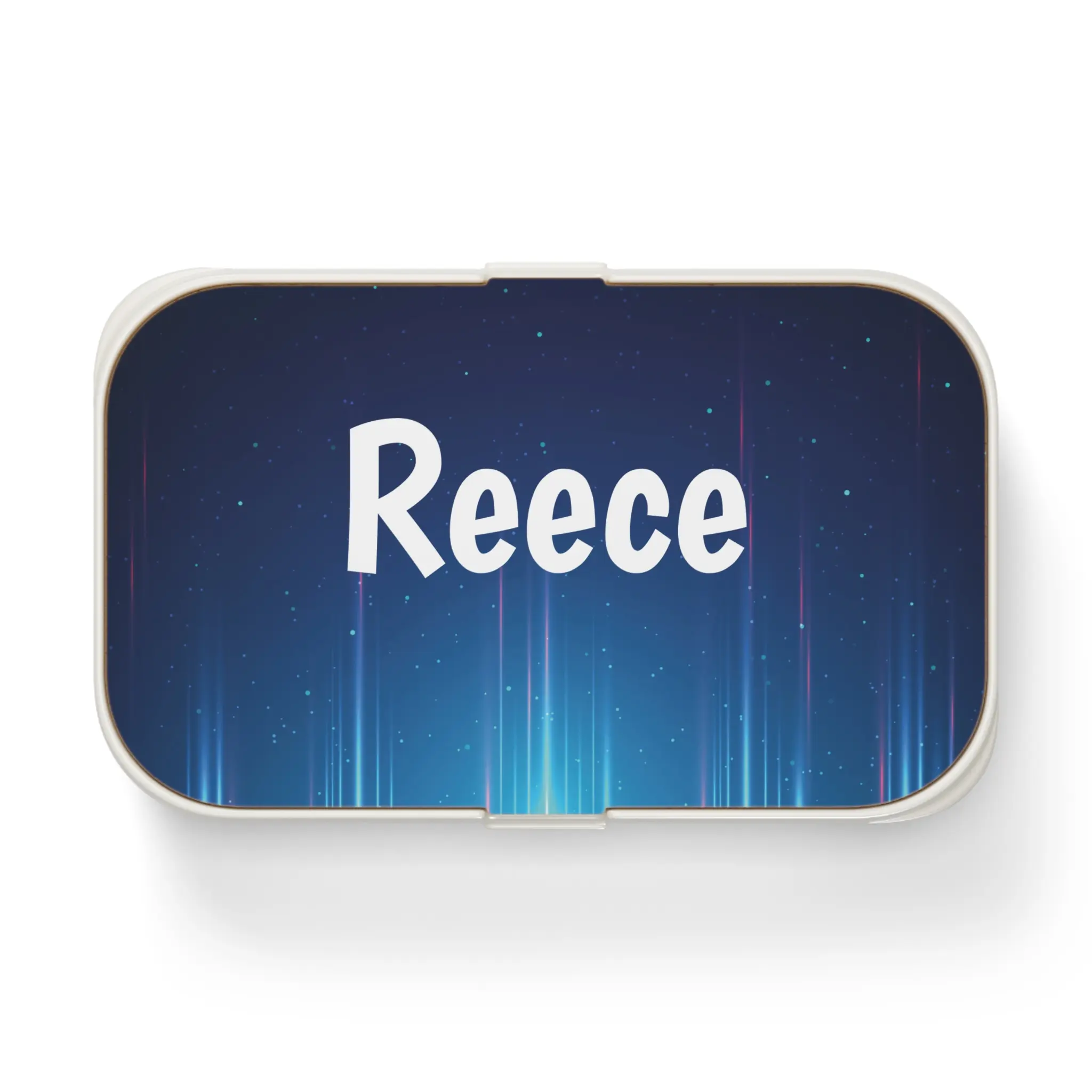 Aurora Night Sky Wooden Bento Lunch Box - Custom Name Kids Lunchbox with Silicone Tray, One Size Kitchen Tableware