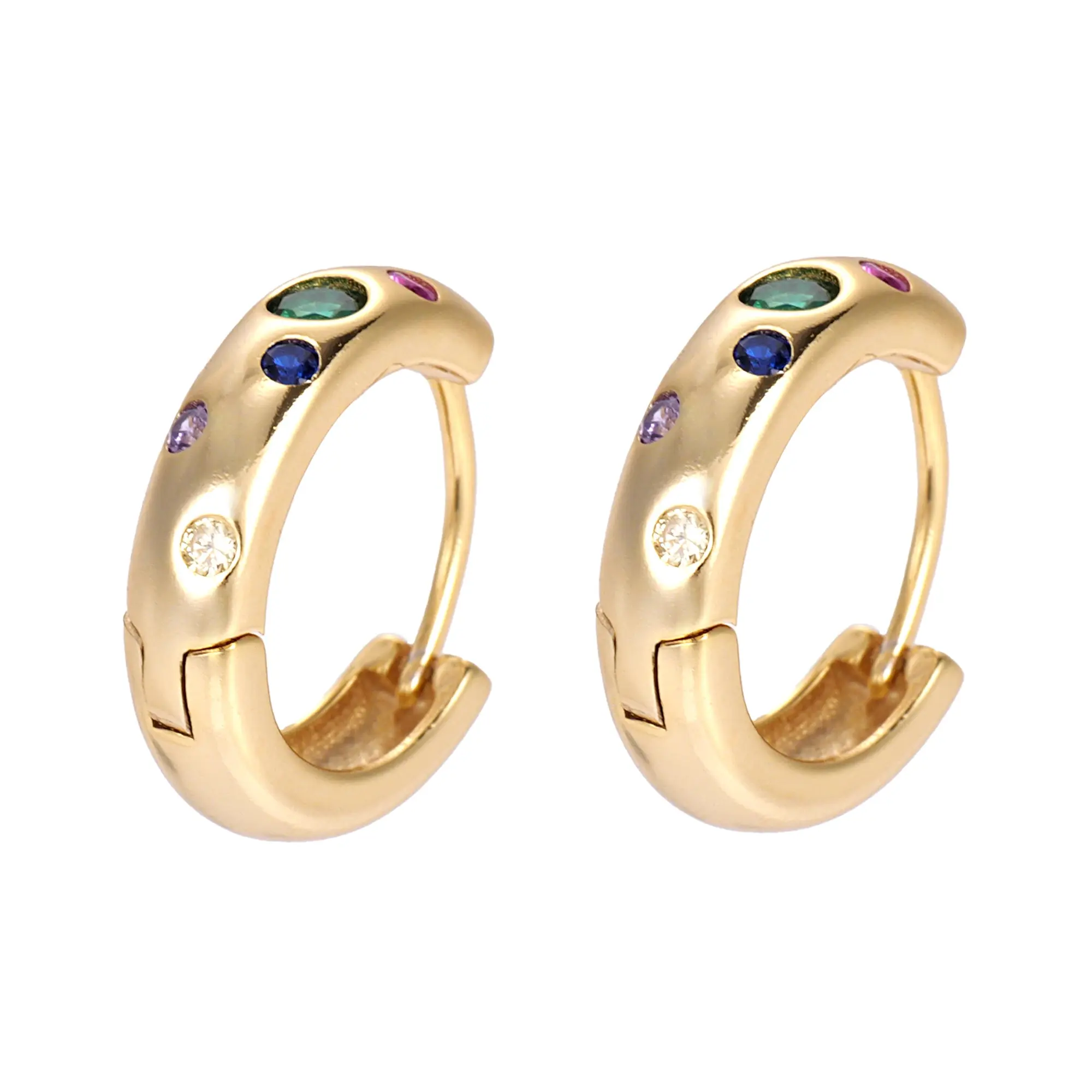 Dainty Bezel Set Huggie Hoop Earrings in Sterling Silver and Sparkling CZ