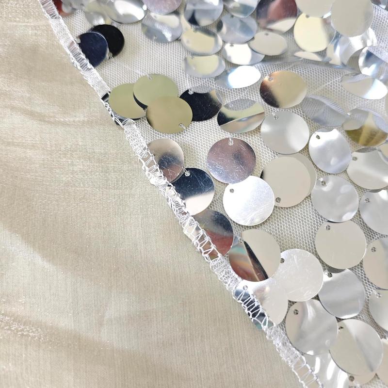 GLITZ HAPPY Silver Sequin　Backdrop 8 ft x 9 ft Shiny Wall Backdrop  for Birthday Christmas Wedding Parties Hanging Glitter Photo Studio Backdrop with 4 Inch Rod Pocket