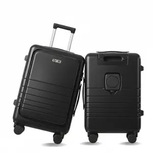 Fagoza Hardside Carry-On Luggage with Front Pocket, Black