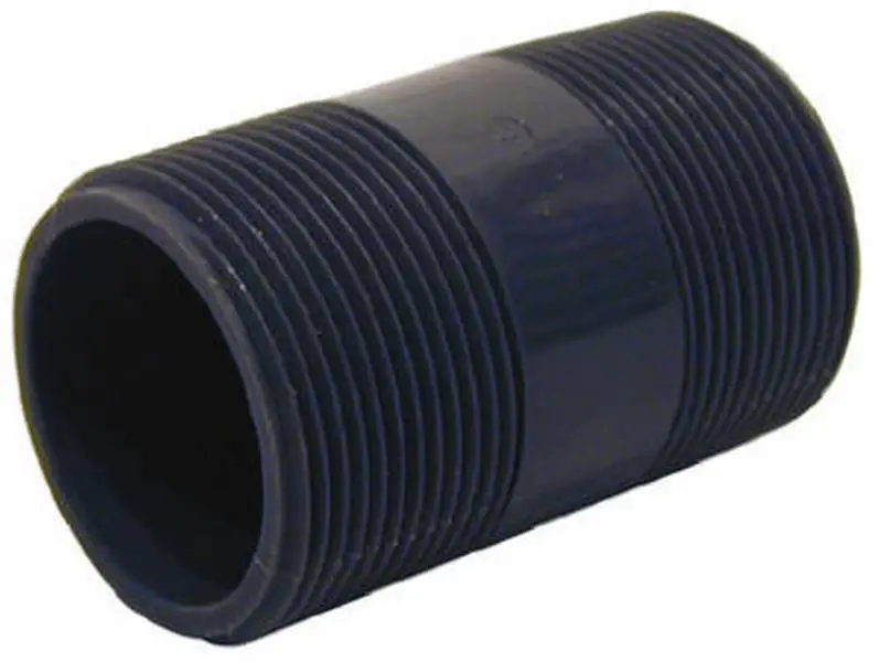 212 MAIN PVC Schedule 80 Threaded Nipple Plumbing Pipe Connectors, 0.5 In x 1.63 In, 0.5 In Size, Pack of 10 for Pipe Connections, Dimension