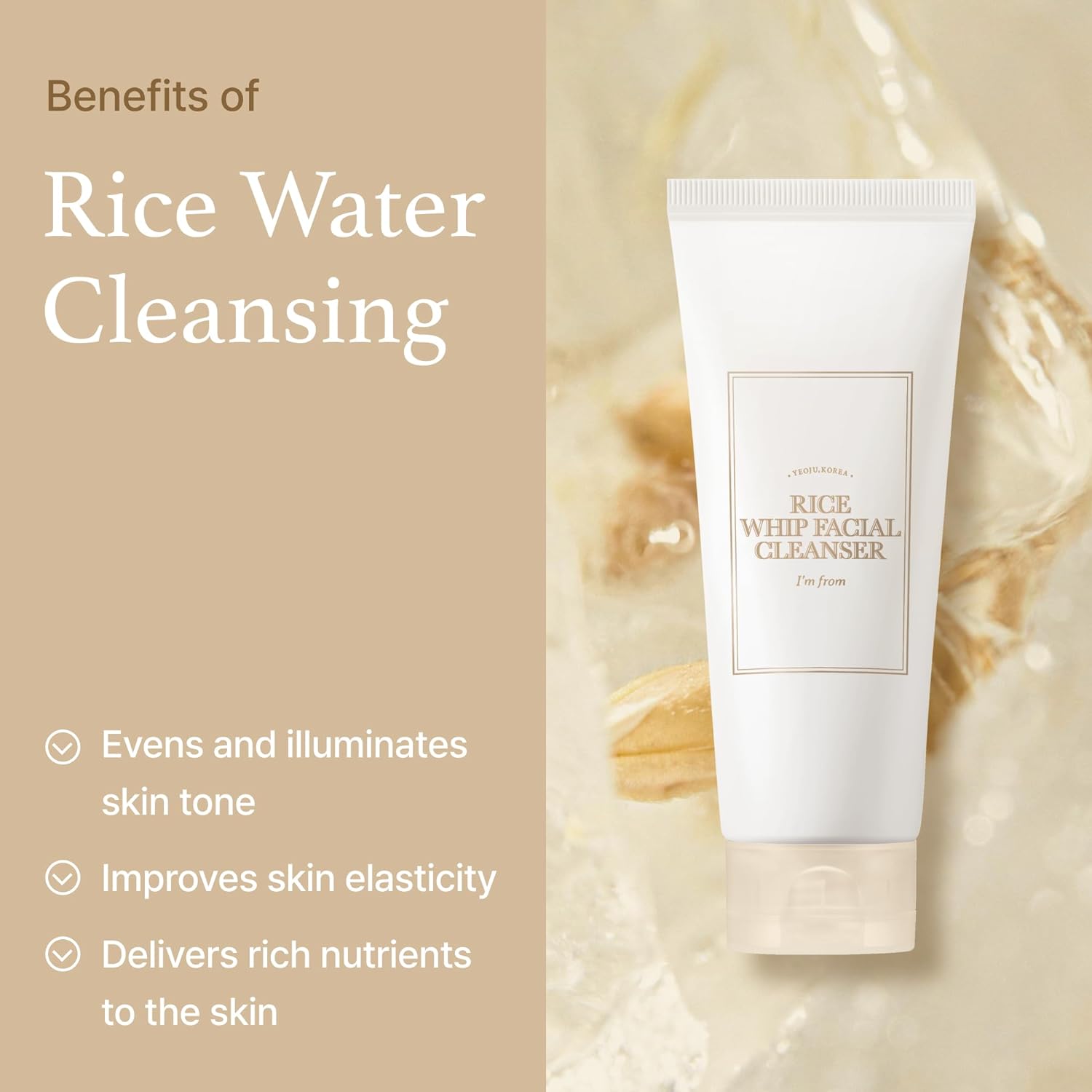 [I'M FROM Official Shop] Rice Skincare Cleanser and Calming Set | Rice Whip Cleanser + Toner + Toner Pad | Comfort, Korean Skincare