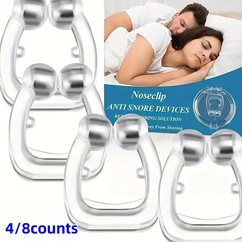 4/8 Pcs Mini Magnetic Anti-Snoring Nose Clip Silicone Comfortable Respiratory Correction Improves Sleep for All Ages