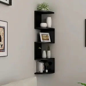 Wall-mounted corner storage rack, 5-layer corner shelf, triangular stable design, drill-free installation, suitable for living room/study/bedroom corners, space-saving storage for small apartments Decor