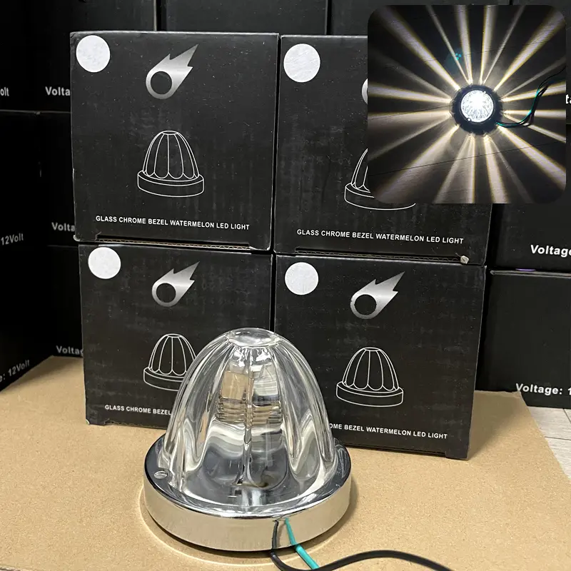 GlassWatermelon Lights for Truck Semi Trailers Commercial Grade Side Markers with Steel Bezel Easy