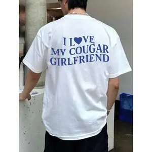 Trendy T - Shirt with a Bold Declaration: Iconic 'I Love My Cougar Girlfriend' Typography, Stand - out Fashion - forward Unisex Casual Tee