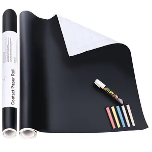 Chalk Paper, 17.7" X 78.7" Adhesive Chalkboard Contact Paper Removable Wall Decal Stickers with 1 Liquid Chalk Marker & 5 Colors Chalks for  Office School Blackboard Restaurant Menu