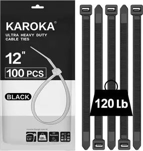 Zip Ties 12 inch Heavy Duty Zip Ties with 120 Pounds Tensile Strength, Black Cable Ties, 100 Pieces