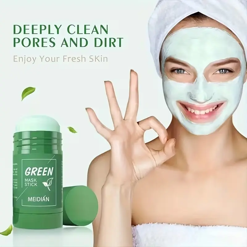 Tea Solid Mask Bar, Green Tea, Skin Clearing Mask, Deep Cleansing, Pore Unclogging, Nourishing Mask, Radiant Skin, Easy to Apply, Travel-Friendly, Face Mask Stick, Green Mask Stick, 1pc/2pcs