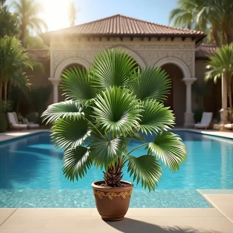 1 Large Artificial Palm Tree Plant with Lush Green Leaves Realistic Fake Tree with Trunk and Pot Low Maintenance Indoor