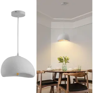 11.8in Small Wabi Sabi Pendant Lights Hanging Lamp Lighting Fixture Ceiling Mount White Modern Japanese Lamp Japandi Chandelier for Dining Living Room Hallway Bedroom Restaurant
