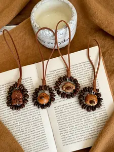 Coffee Bean Animal Wreath Keychain, Retro Forest Style Bag Charm, Adjustable Faux Suede Rope, Creative Handmade Accessory, Perfect Gift for Coffee Lovers