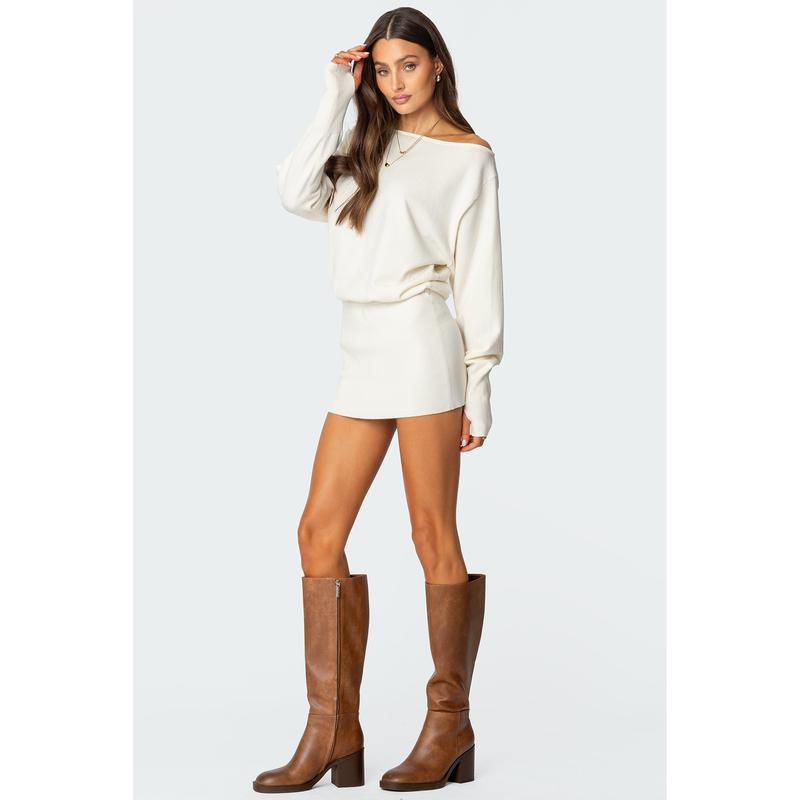 Eve Off Shoulder Knit Mini Dress