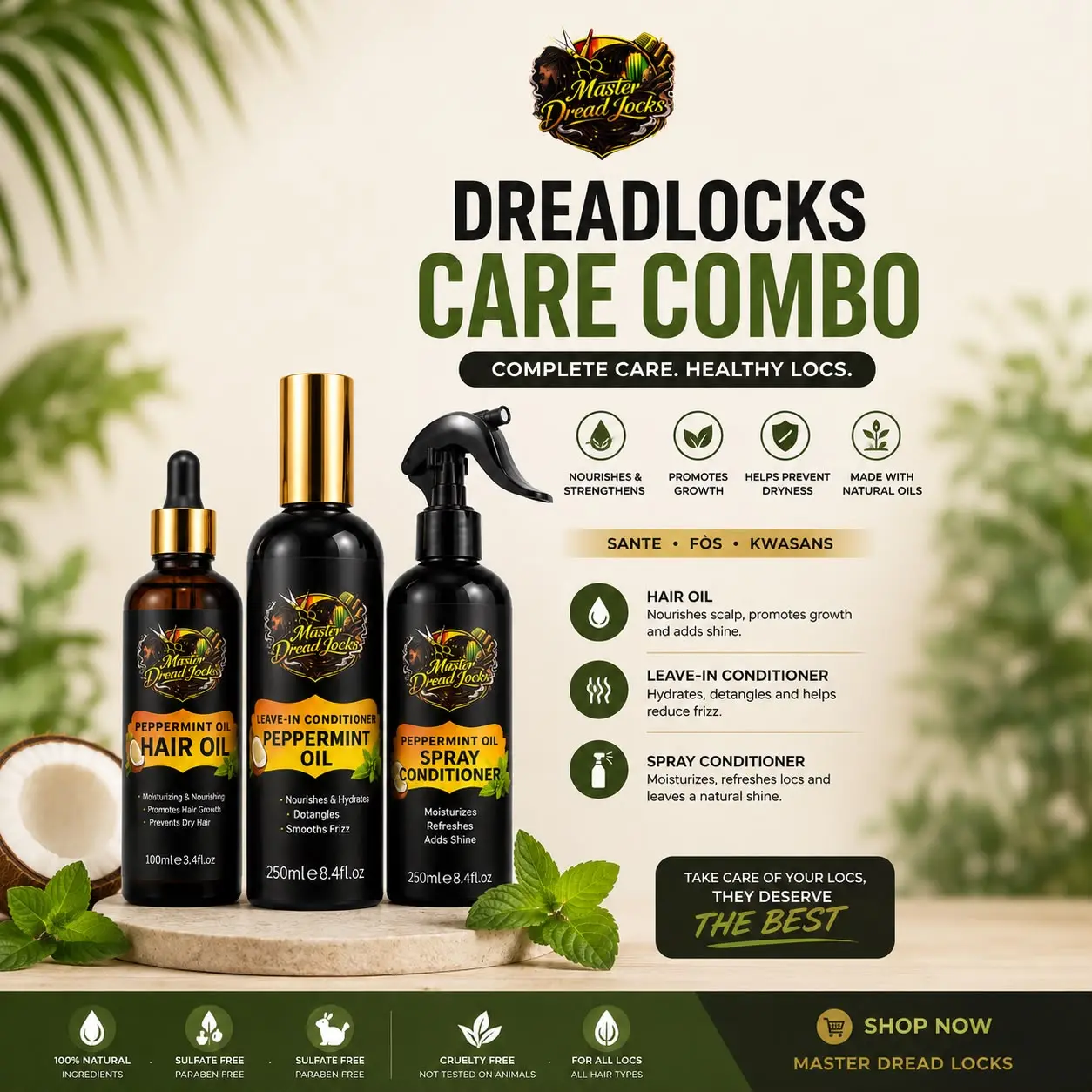 Master  Locs Hair Growth & Nourishing & Hydrating Loc Spray