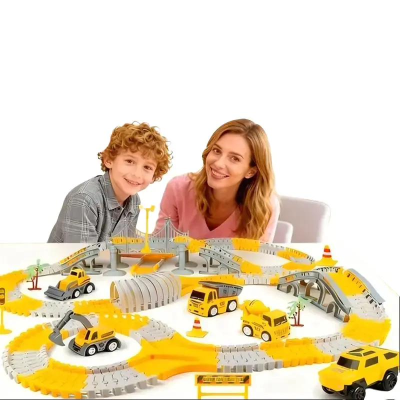 TongLi Track car toys children's construction toys children's track car sets construction vehicle tracks track construction sets electric track cars toy cars for ages 3-7 Christmas Halloween Thanksgiving gift