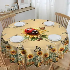 1pc Fashion Creative Round Tablecloth, Digital Printing Tablecloth, Picnic Table Cover, Suitable for events, weddings, banquets, parties, outdoor gatherings, picnics and camping, parties, restaurants, kitchens, courtyards, exquisite holiday gift