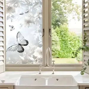 2D Flat Butterfly Window Film, PVC Static Cling Glass Door & Window Decor, Removable Sticker for Home Kitchen Bedroom Balcony Party Supplies