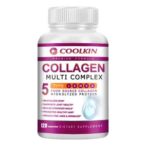 Coolkin Premium Collagen Capsules, 120 capsules, contain a variety of protein complexes to support healthy hair, skin, and nails.