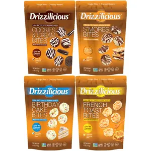 Drizzilicious Mini Rice Cake Bundle (4oz Bags) – Cookies & Cream, Birthday Cake, French Toast, S'mores – Healthy Sweet Treat