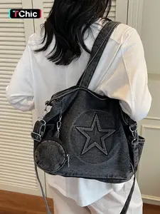 Women's Fashionable Star Design Slouchy Tote Bag, Casual Large Capacity Shoulder Bag for Daily Used, Trendy Versatile High-quality Daily Commuting Bag, Girl Fashionable Shopping Bag, Boho Work Bags