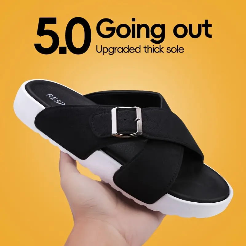 90s retro casual solid color slip-on slippers - Unisex comfortable buckle adjustable Mary shoes EVA sole indoor and outdoor four seasons shoes couple style street casual trend massage  sleepers Footwear Girl Women Flipflop Tsinelas Slide Black