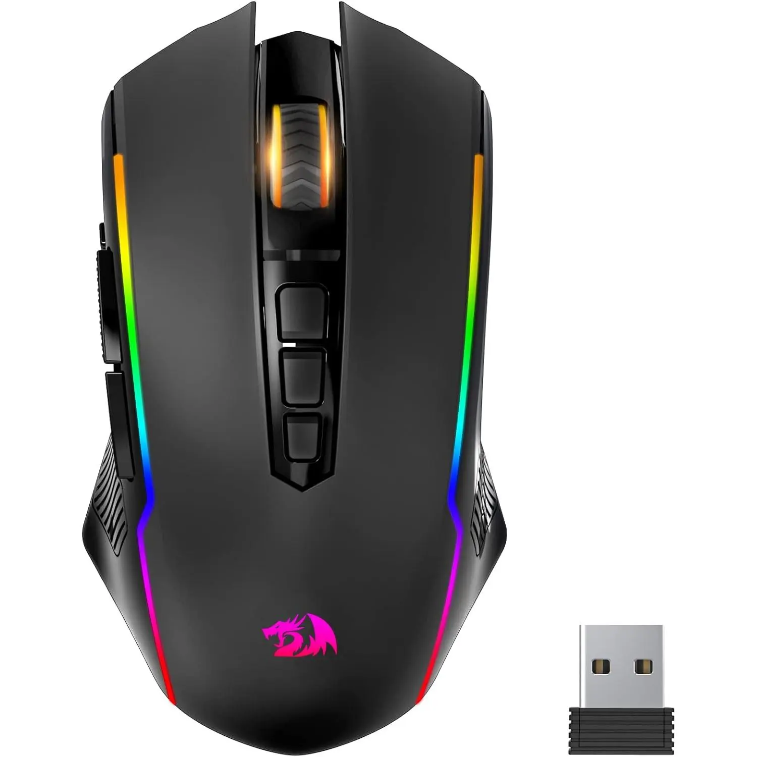 Redragon Wireless Gaming Mouse Rechargeable RGB Backlit Ergonomic Gamer Mouse with 8000 DPI and Fire Button 70 Hours Battery for PC Windows Mac