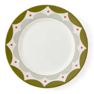 Spode Kit Kemp 11" Geo Dinner Plate, Geometric Abstract Design, Stylish Table Setting, Porcelain, Dishwasher and Microwave Safe