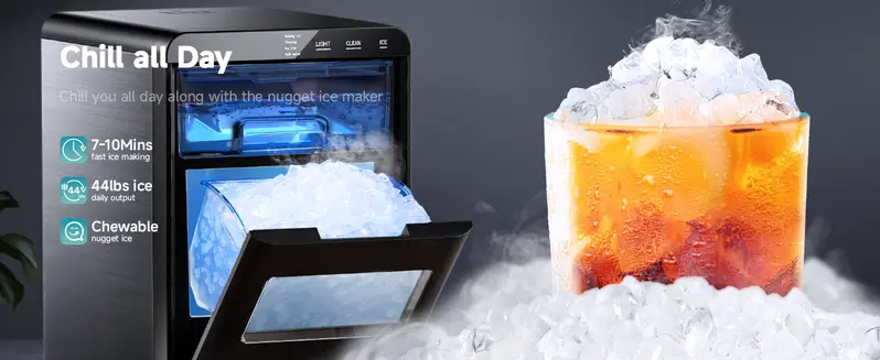 Euhomy Countertop Chewable&Crunchable Nugget Ice Maker, 44Lbs/24H Fast & Endless Ice Supply, 1.8L Self-Cleaning Easy-to-Use Machine with Scoop+Basket, Black for Home/Kitchen (Home Essential) Euhomy Countertop Chewable&Crunchable Nugget Ice Maker, 44Lbs/24H Fast & Endless Ice Supply, 1.8L Self-Cleaning Easy-to-Use Machine with Scoop+Basket, Black for Home/Kitchen (Home Essential)