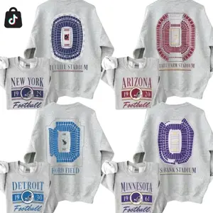[Sale off 50%] Vintage All Team Football 2 Sided Stadium Ash Grey Sweatshirt 3H