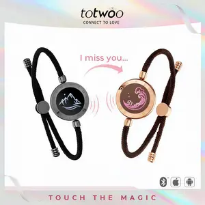 TOTWOO Couple's Long-Distance Touch Bracelets - Women's Fashion Smart Jewelry, Light-Up Feature, Vibration Feature, 1-to-1 Bluetooth App Pairing, Romantic Gift for Girlfriend