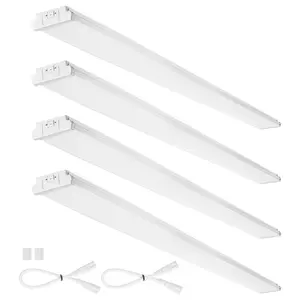 【Summervibes】VEVOR 8FT LED Wraparound Light, 110W 10,000LM, Flush Mount LED Shop Light, 4 Pack 6500K Daylight LED Kitchen Ceiling Lighting Fixtures, for Garage Office Laundry Fluorescent Tube Replacement, FCC