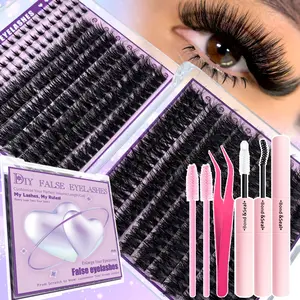 315 Cluster D-Curl Lashes 12-24mm, Fluffy Volume DIY Lash Extension Kit, Professional Eyelash Extensions, Volumized False Eyelashes, Easy Application & Long Lasting