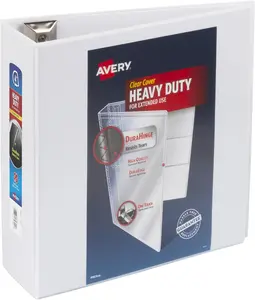 Heavy-Duty View 3 Ring Binder, 4" One Touch Slant Rings, 760-Sheet Capacity, 4.5 Inch Wide Spine, Great for Home, School Supplies, Office, or Organization Needs, 1 White Binder (79704)