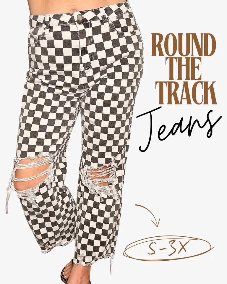 Round the Track Checkered Jeans